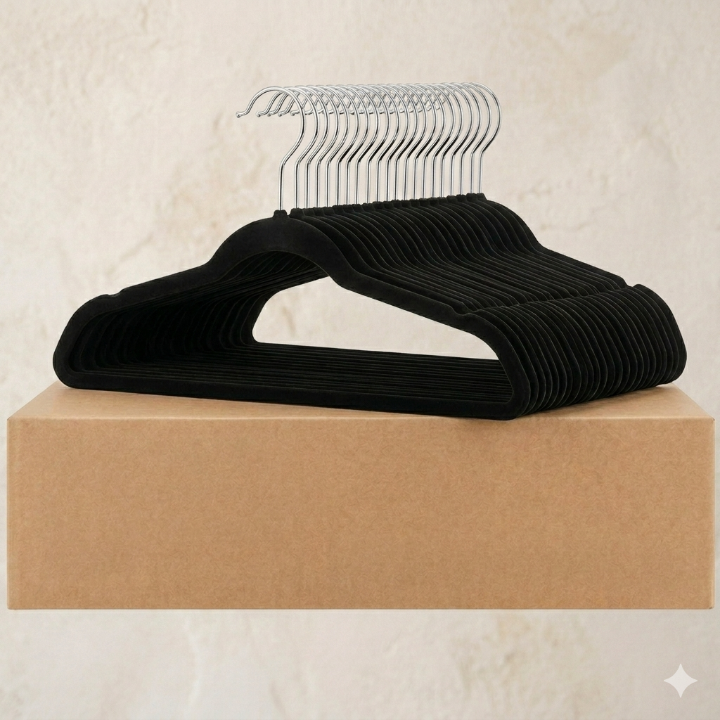 Ganchos de Terciopelo Negro · Set 50 piezas · Antideslizantes