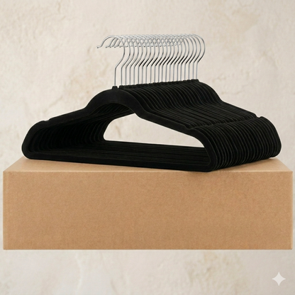 Ganchos de Terciopelo Negro · Set 50 piezas · Antideslizantes