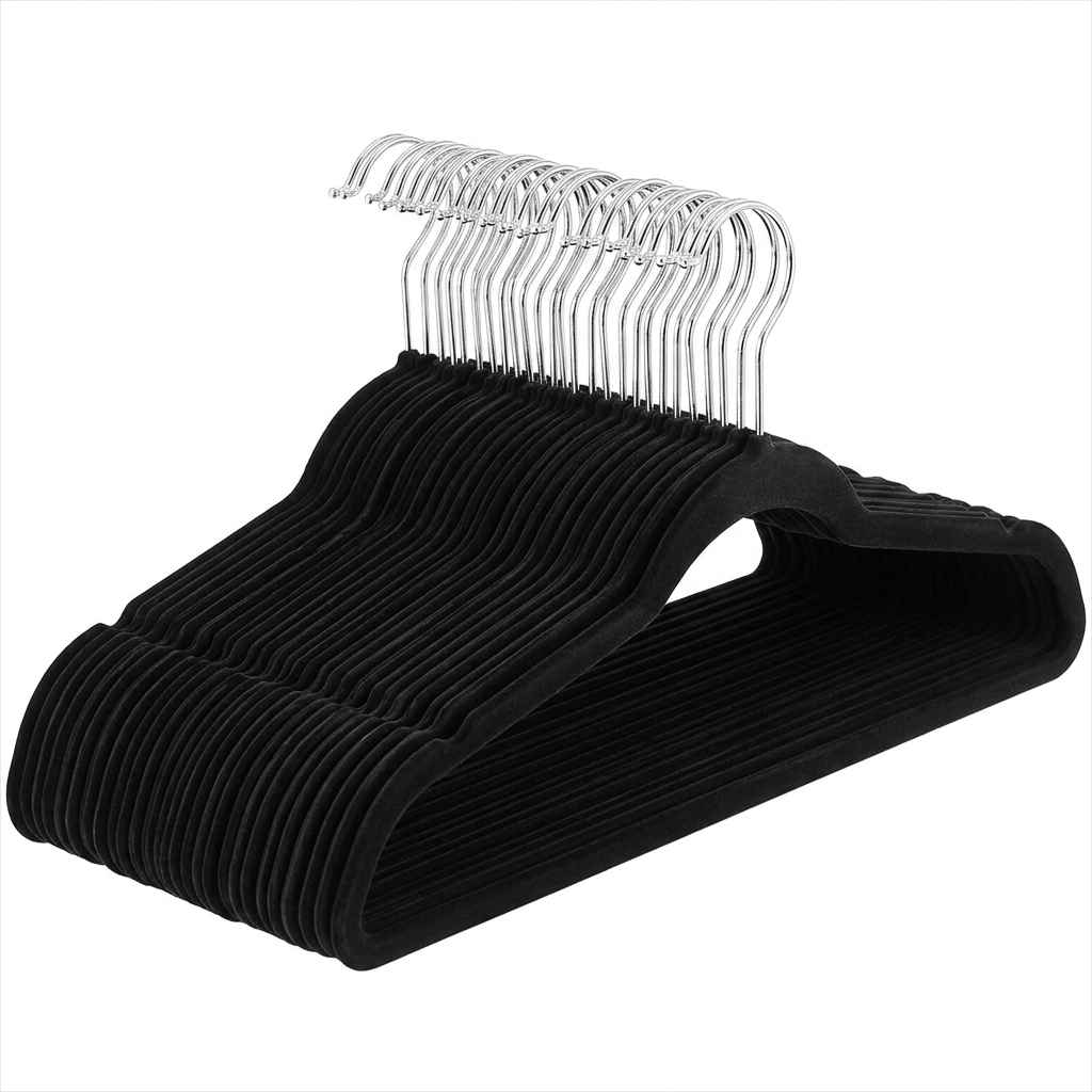 Ganchos de Terciopelo Negro · Set 50 piezas · Antideslizantes