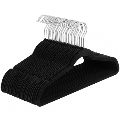 Ganchos de Terciopelo Negro · Set 50 piezas · Antideslizantes