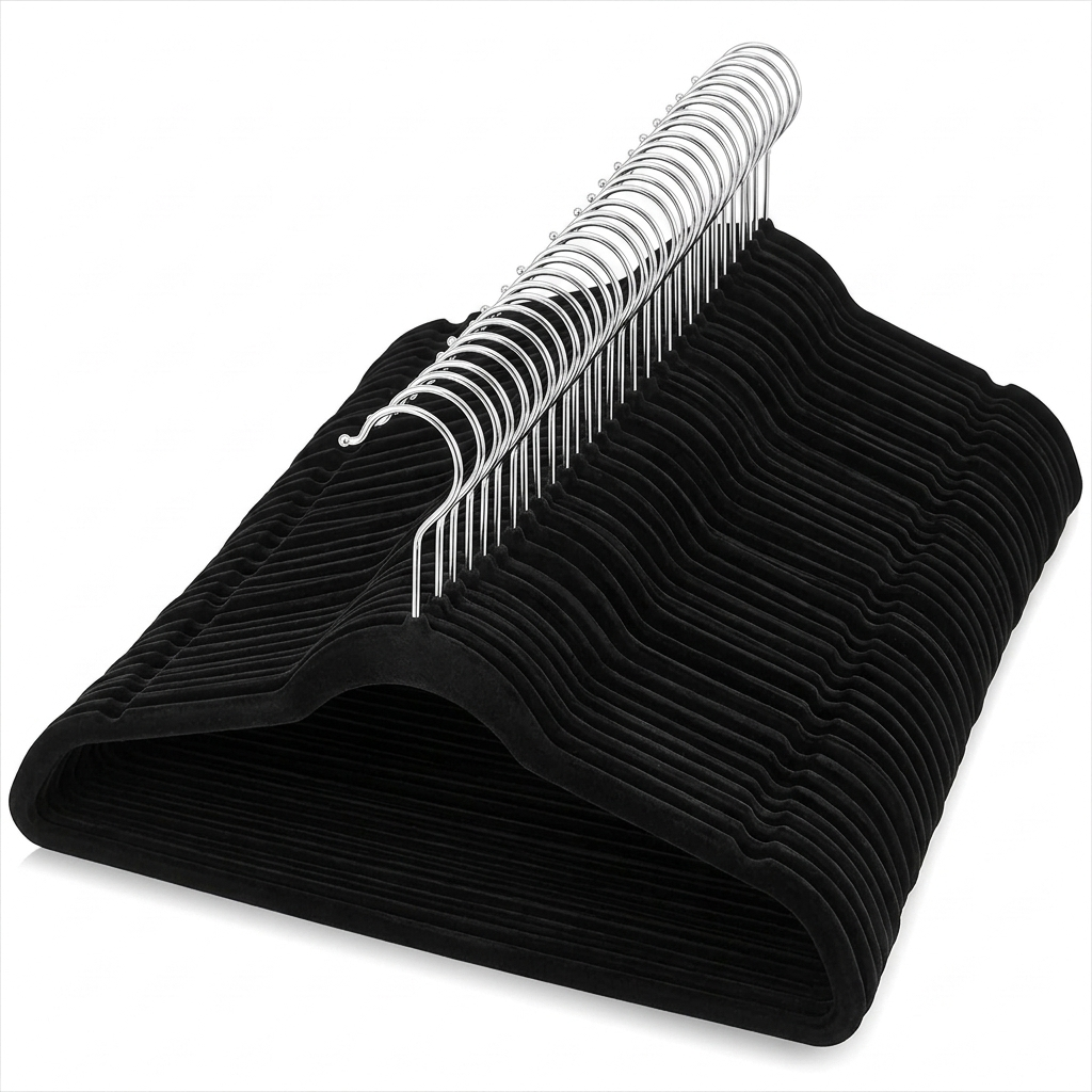 Ganchos de Terciopelo Negro · Set 50 piezas · Antideslizantes