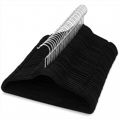 Ganchos de Terciopelo Negro · Set 50 piezas · Antideslizantes