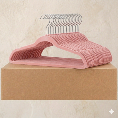 Ganchos de Terciopelo Rosa · Set 50 piezas · Antideslizantes
