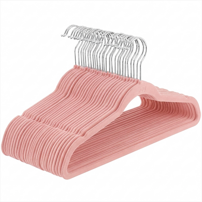 Ganchos de Terciopelo Rosa · Set 50 piezas · Antideslizantes
