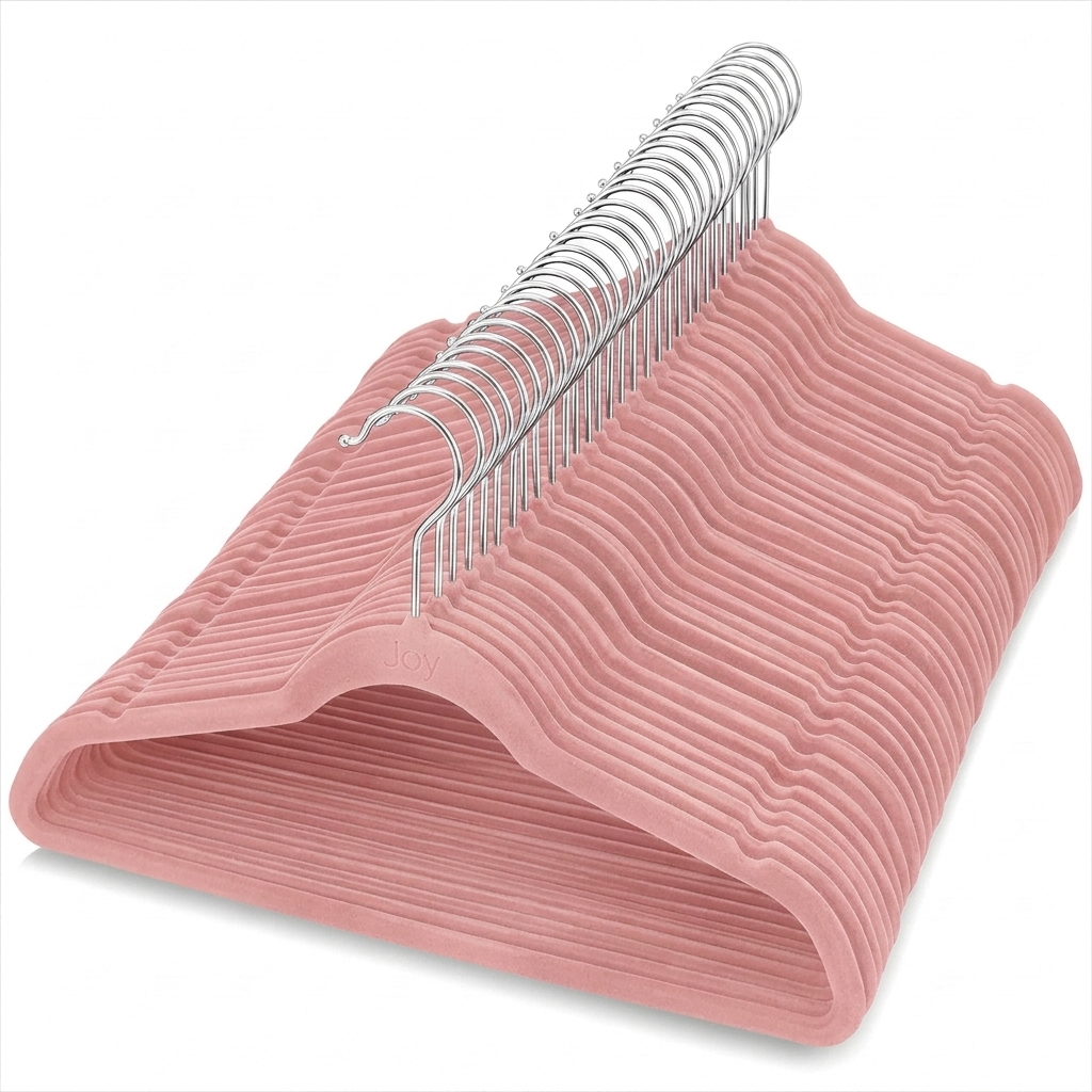 Ganchos de Terciopelo Rosa · Set 50 piezas · Antideslizantes
