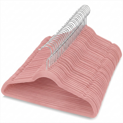 Ganchos de Terciopelo Rosa · Set 50 piezas · Antideslizantes