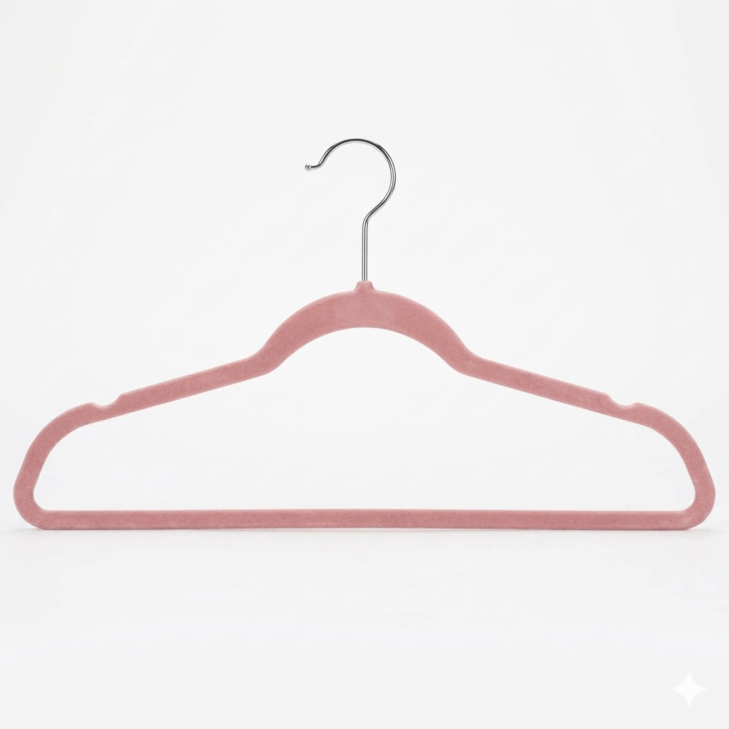Ganchos de Terciopelo Rosa · Set 50 piezas · Antideslizantes