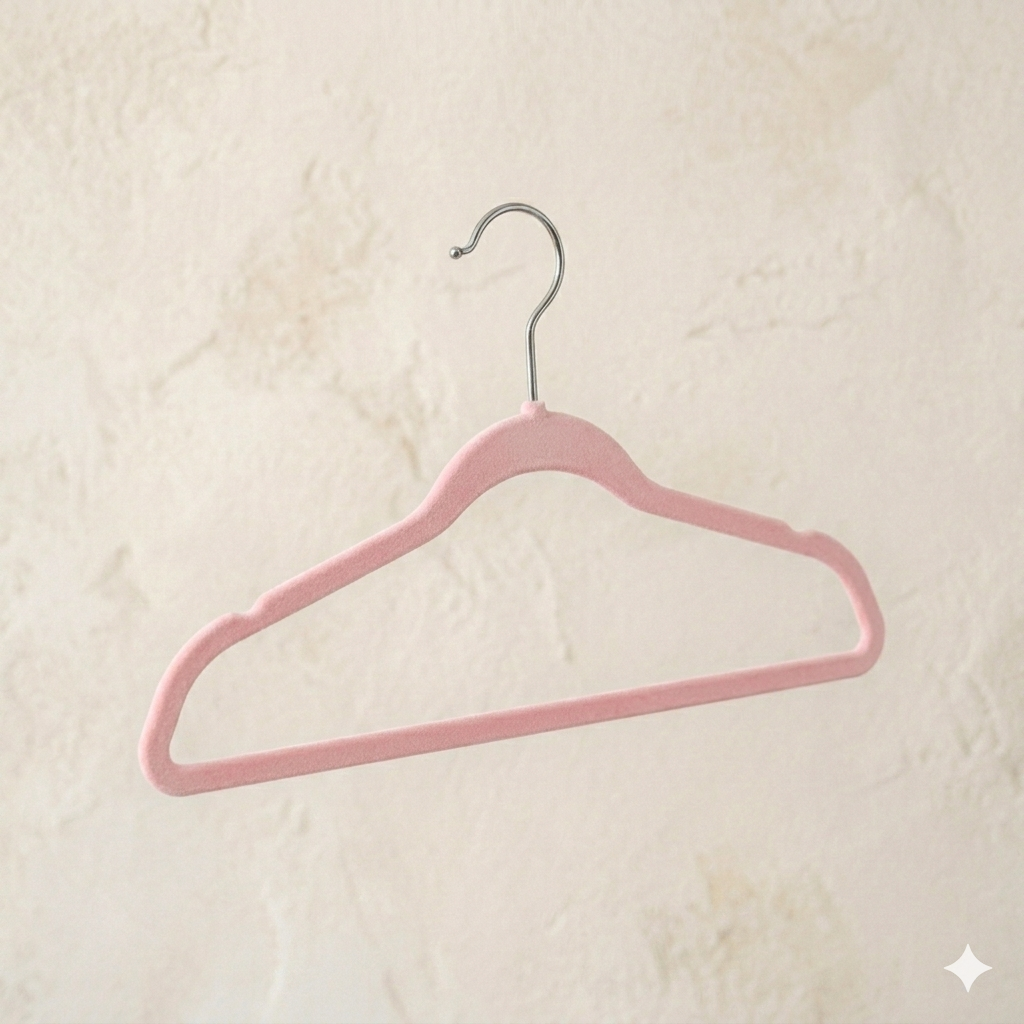 Ganchos de Terciopelo Rosa · Set 50 piezas · Antideslizantes