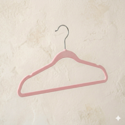 Ganchos de Terciopelo Rosa · Set 50 piezas · Antideslizantes